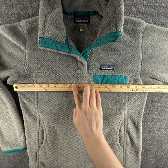 Patagonia Fleece Jacket Women Gray Blue Medium 1/4 Snap Soft Fuzzy Pullover - Picture 6 of 15